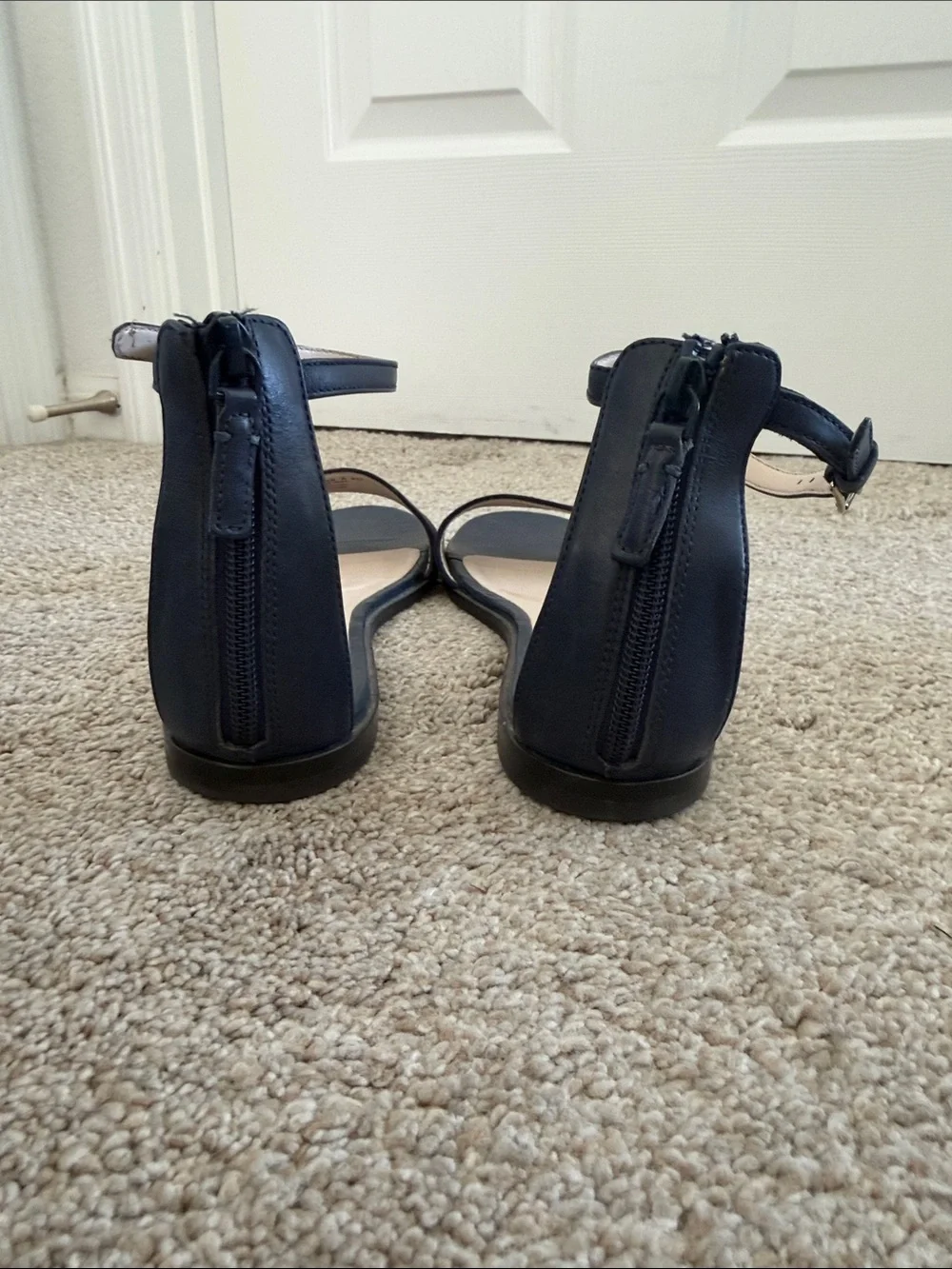 Cole Haan Navy Suede Open-Toe Ankle-Strap Sandals - Picture 3 of 6